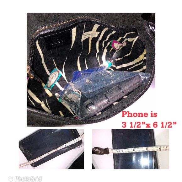 GUCCI Suede Black Handbag with Black Patent Leather Shoulder Strap - Picture 12 of 16